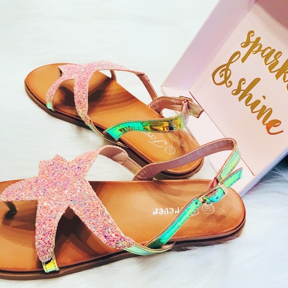 A Mermaid's Epiphany Shoes - 🆕CLEARANCE Glitter Starfish Holographic Sandals